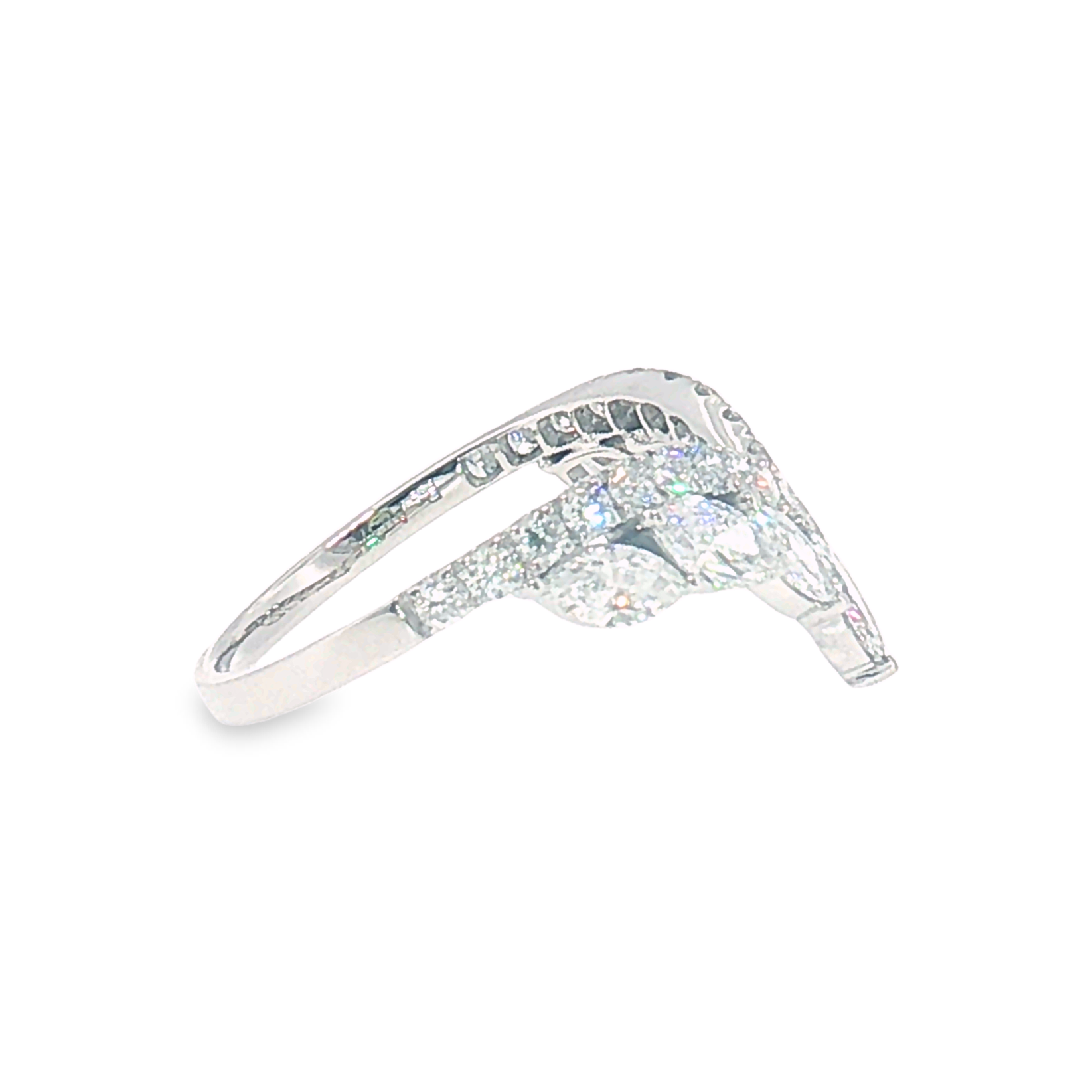 LBA0823 - Marquise & Round Diamond Chevron Wedding Band