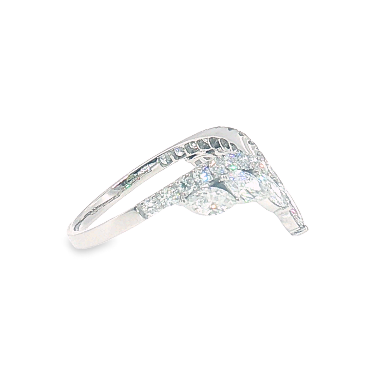 LBA0823 - Marquise & Round Diamond Chevron Wedding Band