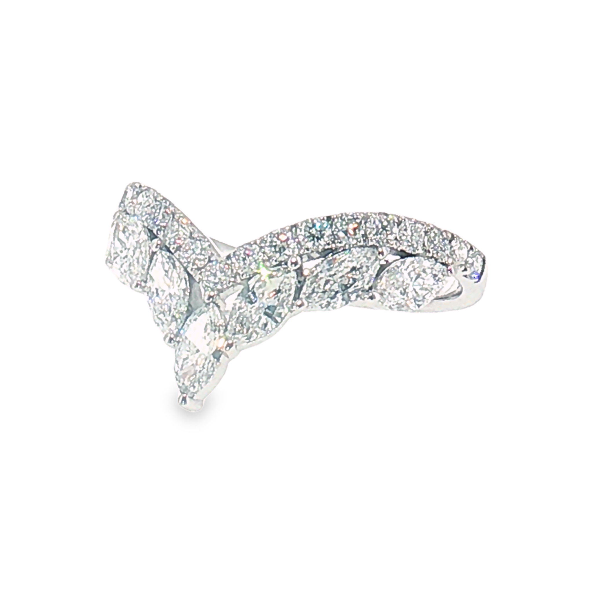 LBA0823 - Marquise & Round Diamond Chevron Wedding Band