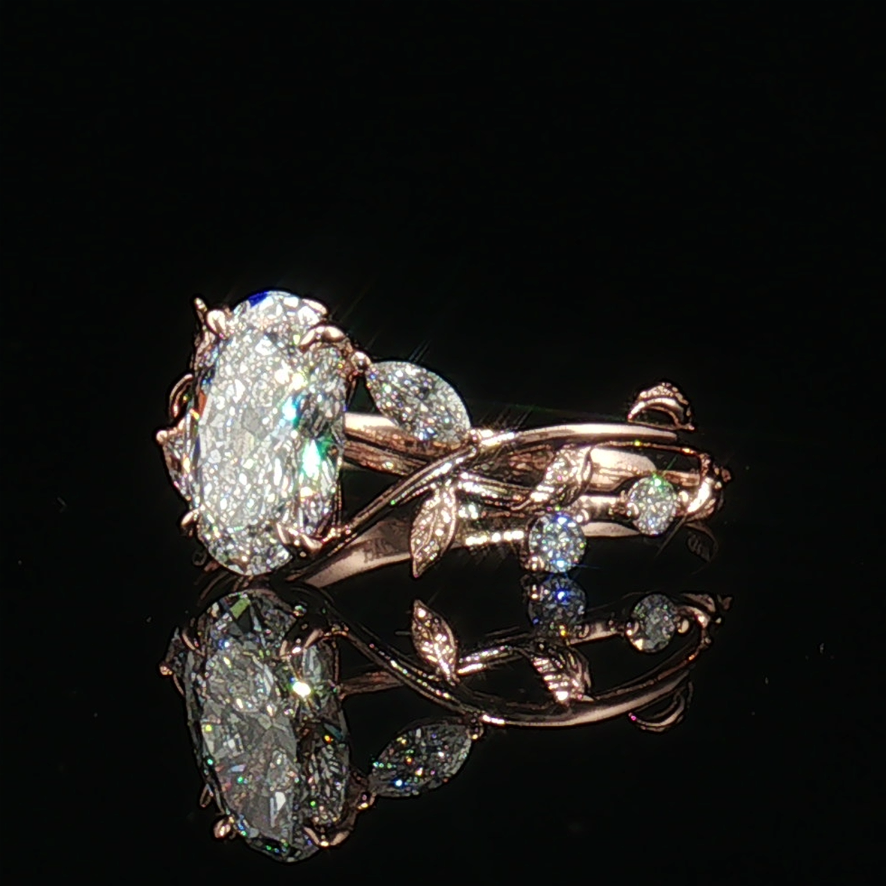 LGV0832 - [Setting Only] Oval Marquise Floral Vine Engagement Ring