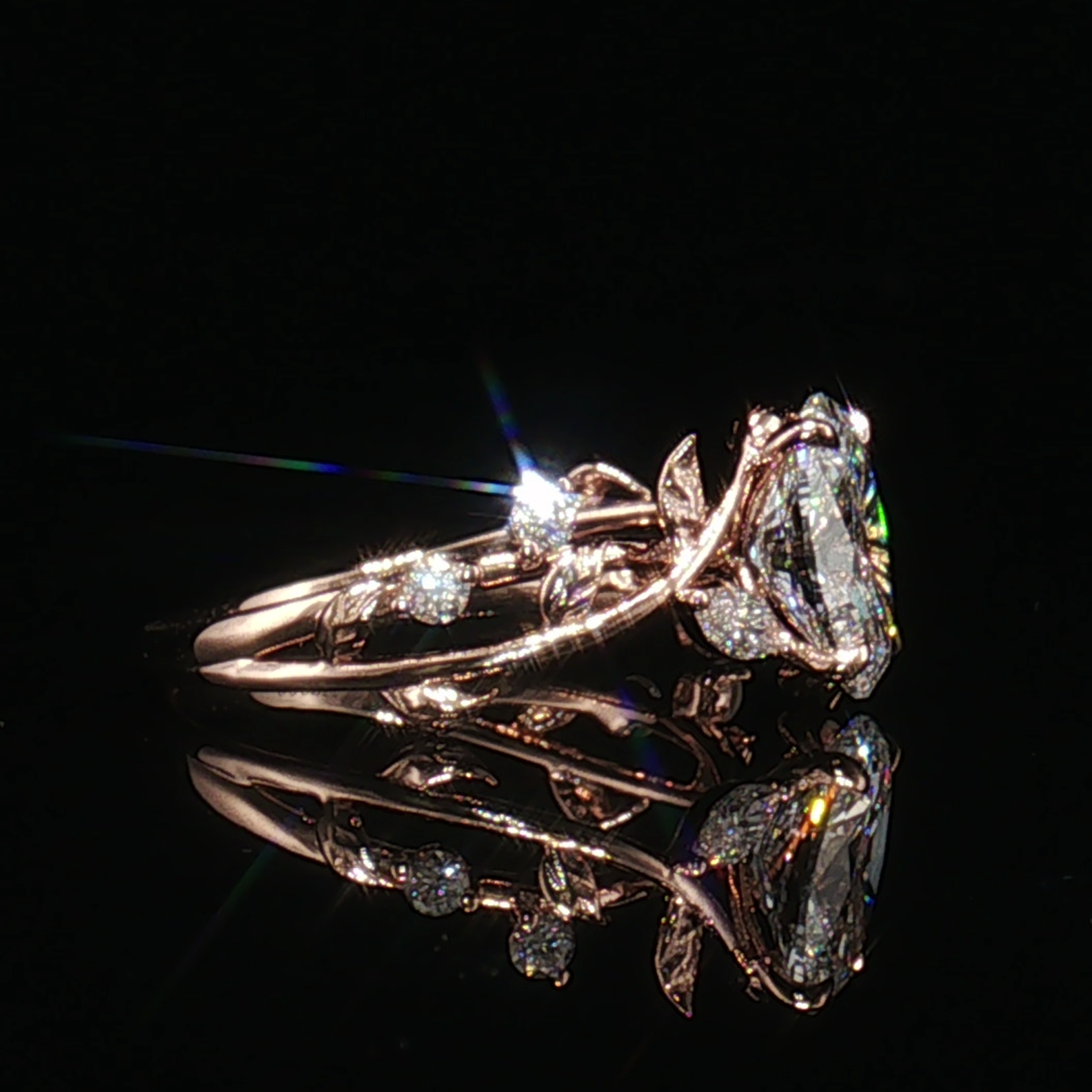 LGV0832 - [Setting Only] Oval Marquise Floral Vine Engagement Ring