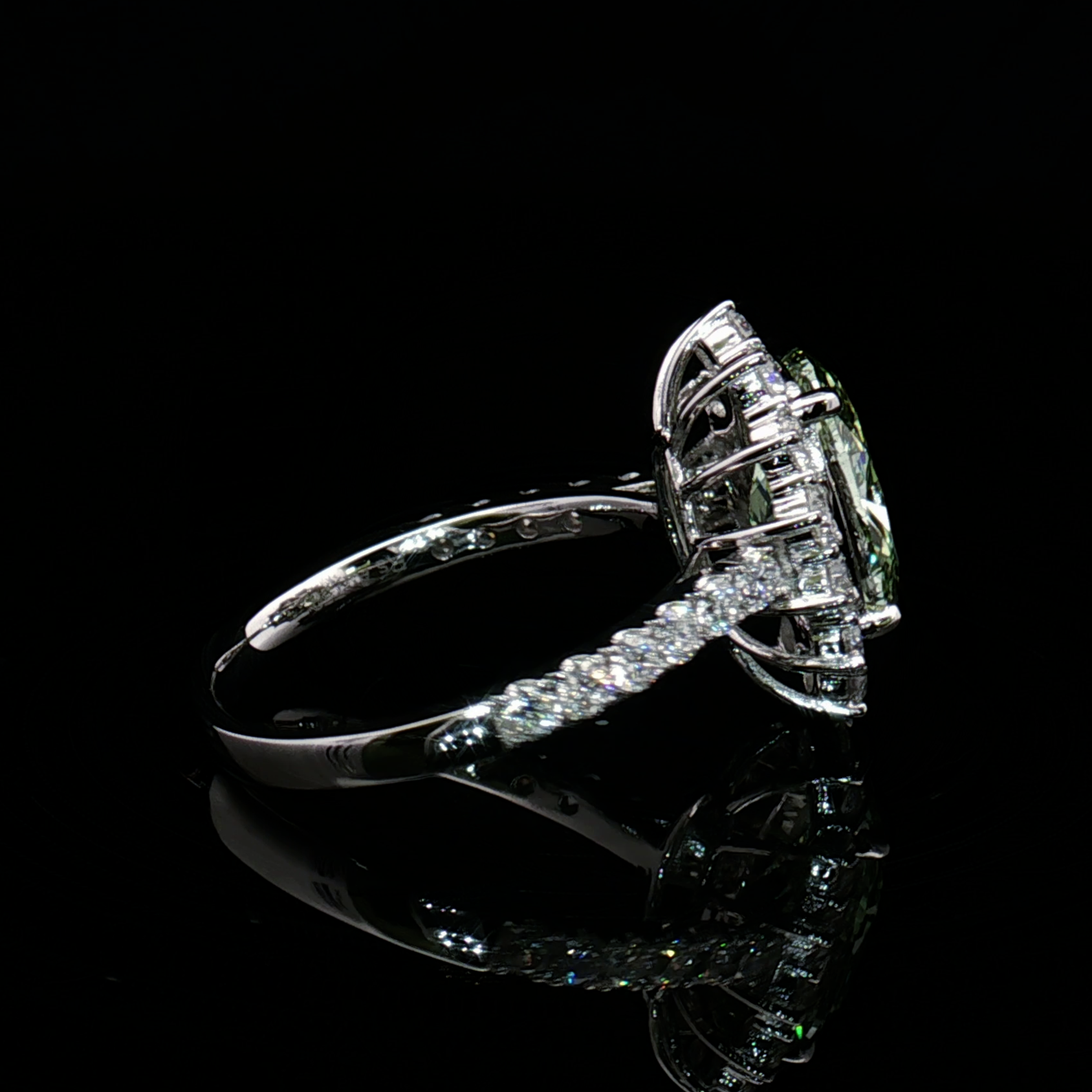 LGV1043 - [Setting Only] Oval Cut Halo Engagement Ring with Pavé Band