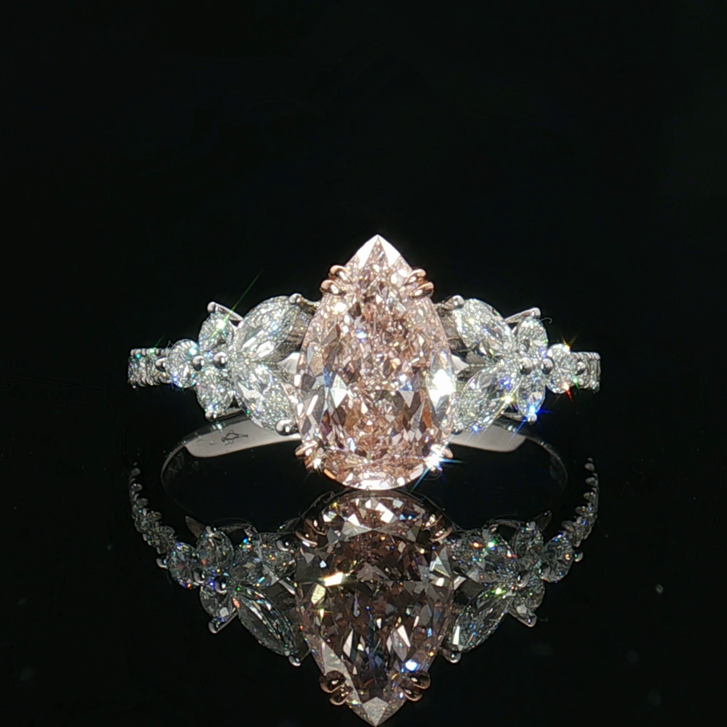 LGT0221 - [Setting Only] Pear Shape Floral Cluster Diamond Engagement Ring