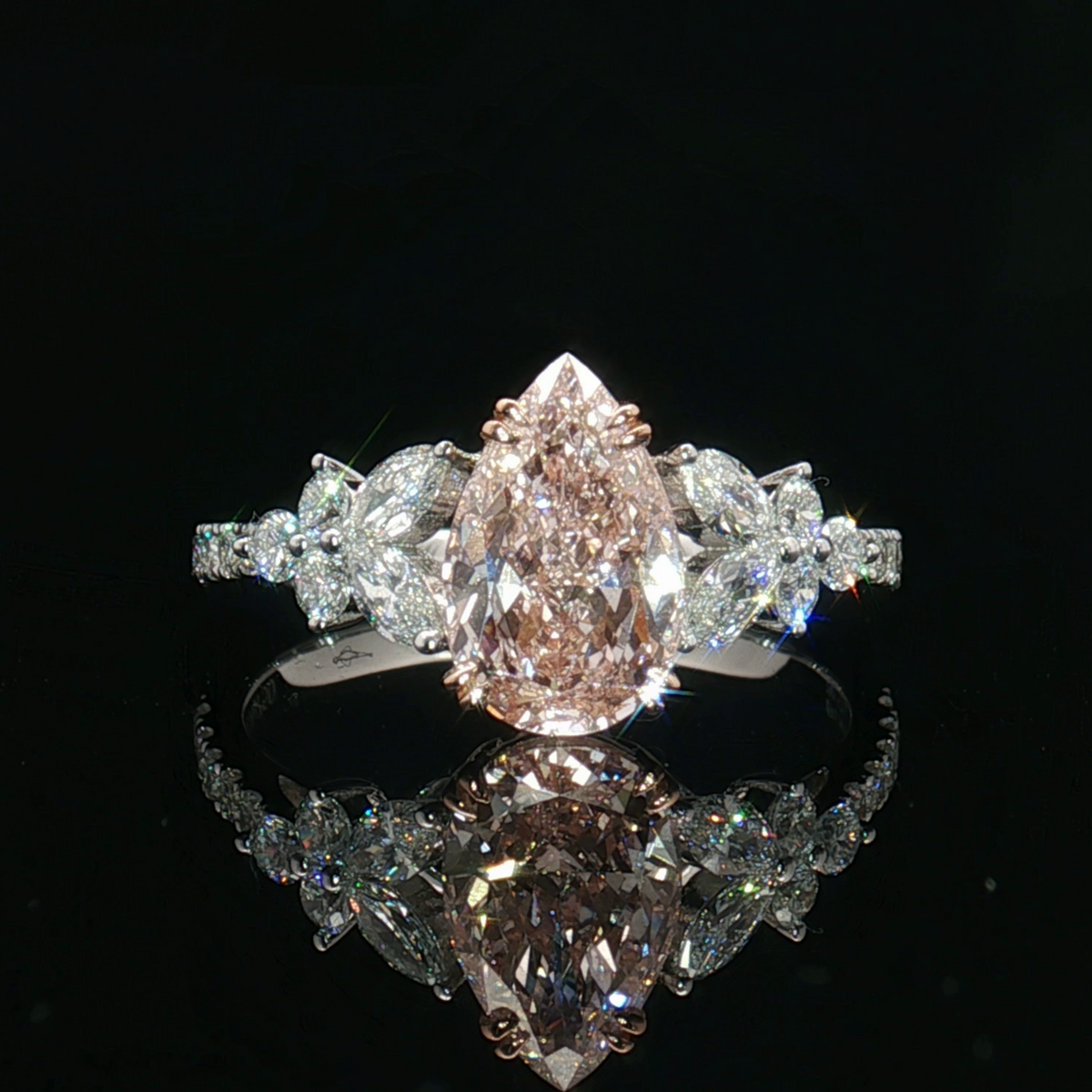 LGT0221 - [Setting Only] Pear Shape Floral Cluster Diamond Engagement Ring