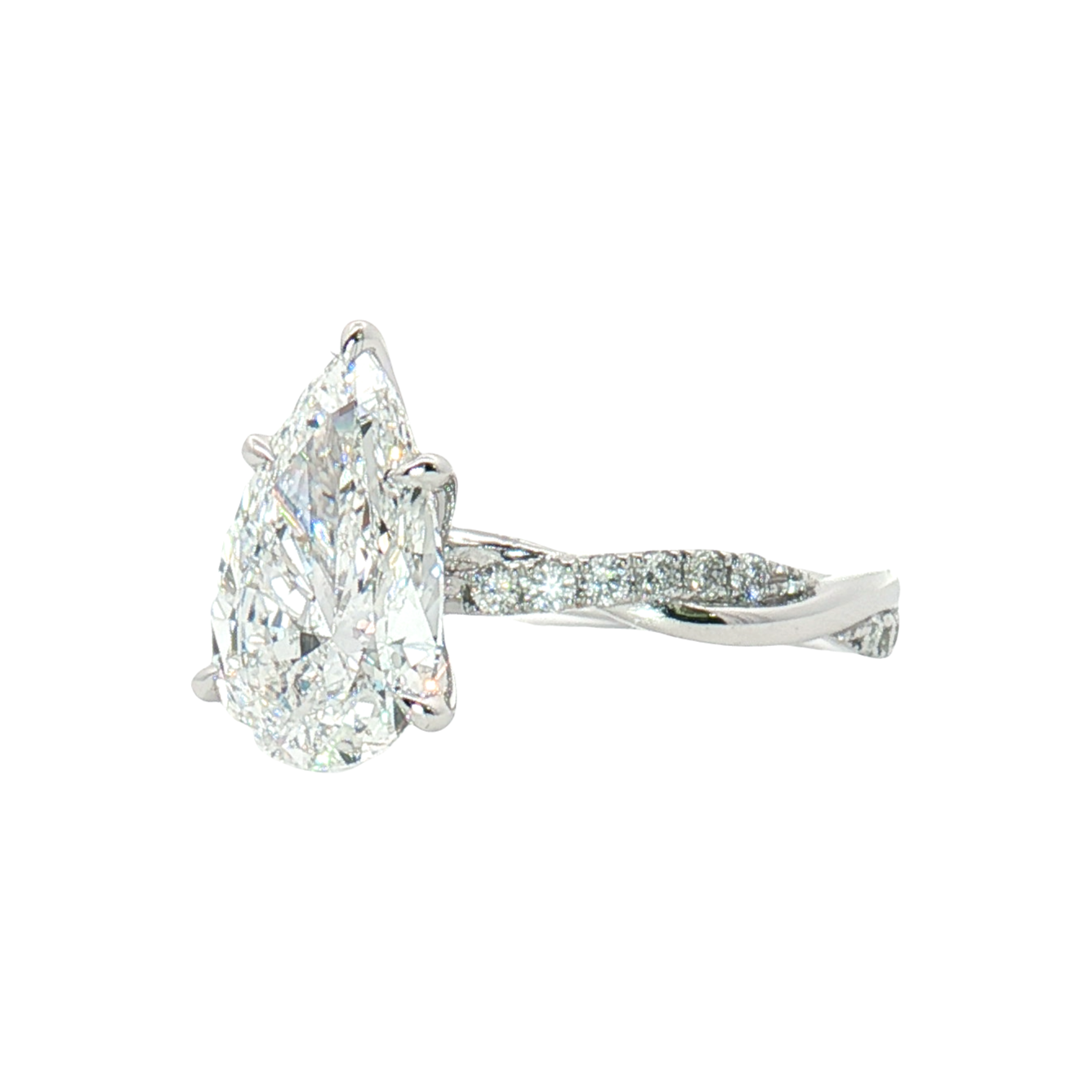LGR058L - [Setting Only] Twist Side Stone Lab Grown Diamond Engagement Ring