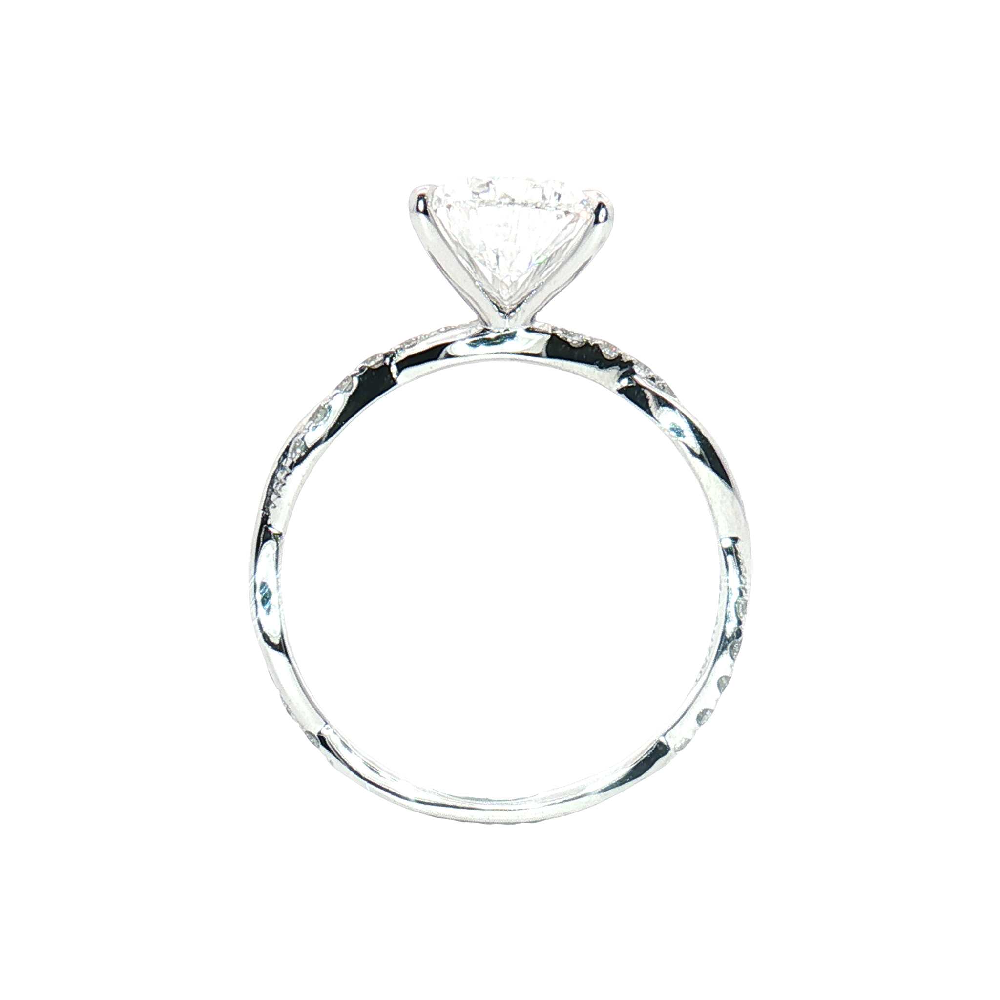 LGR058L - [Setting Only] Twist Side Stone Lab Grown Diamond Engagement Ring