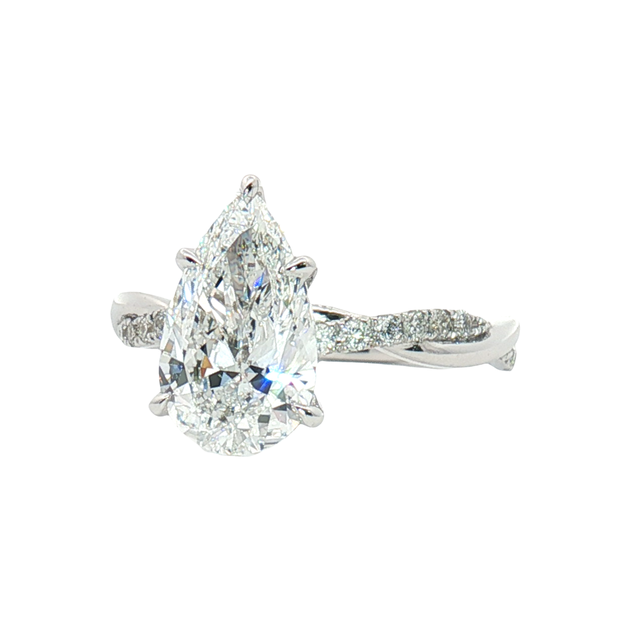 LGR058L - [Setting Only] Twist Side Stone Lab Grown Diamond Engagement Ring
