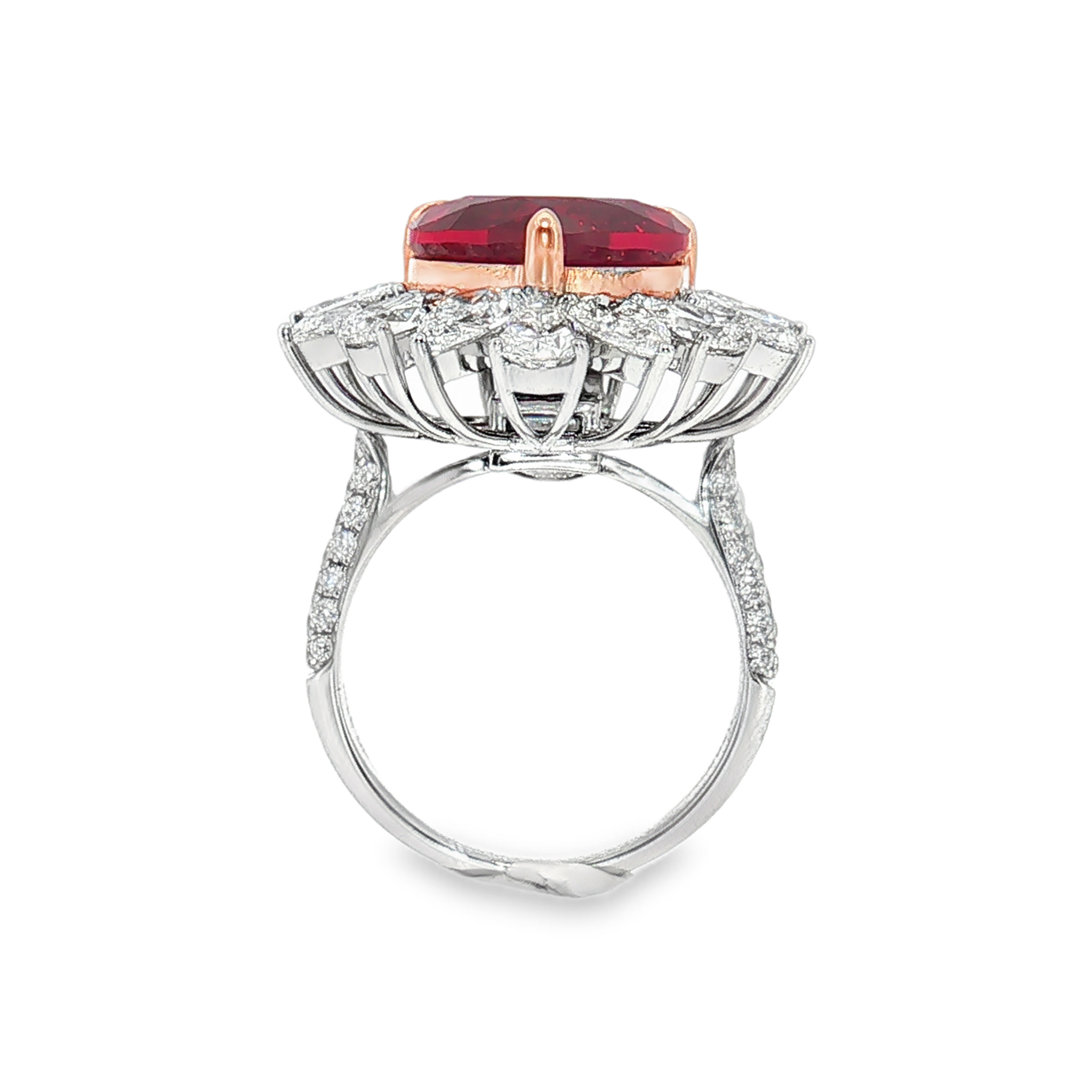 LGV0627 - [Setting Only] - Heart Cut Marquise Diamond Floral Halo Engagement Ring