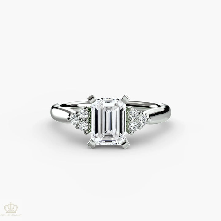 Solitaire with Cluster Shoulders 2 Roselle Jewelry
