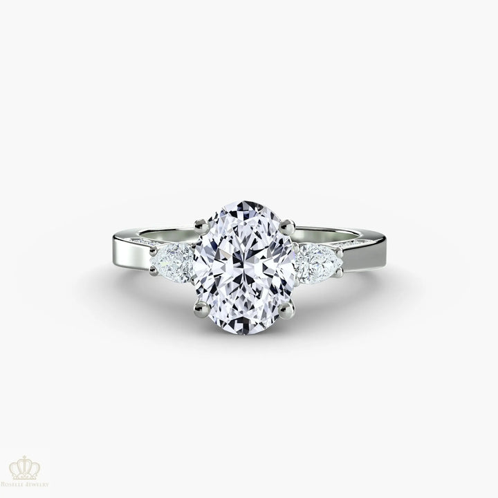 Three Stone with Pavé Shoulders Roselle Jewelry