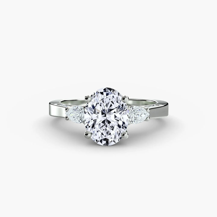 Three Stone with Pavé Shoulders Roselle Jewelry