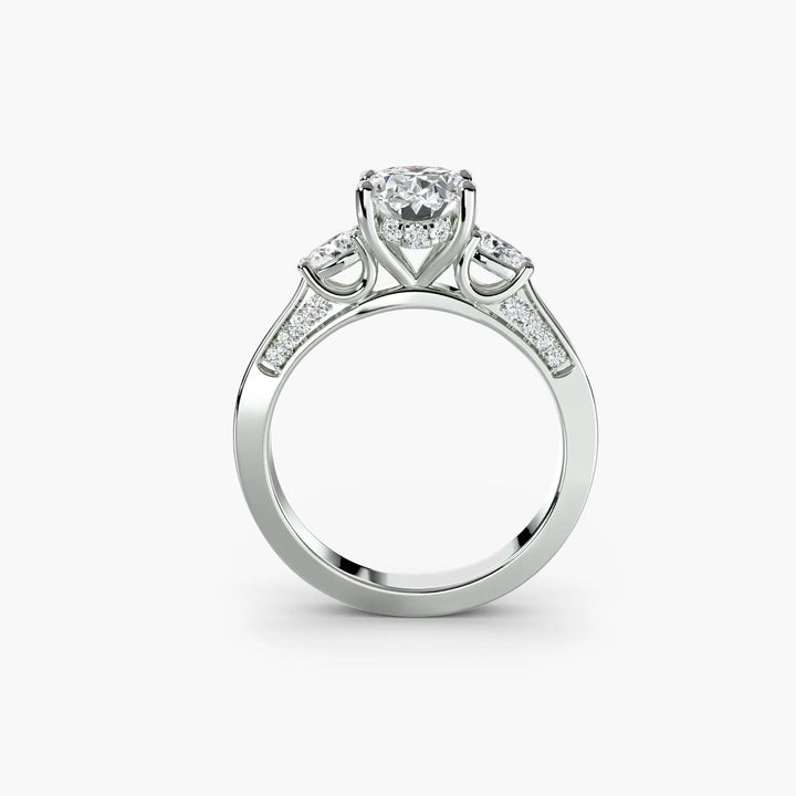 Three Stone with Pavé Shoulders Roselle Jewelry
