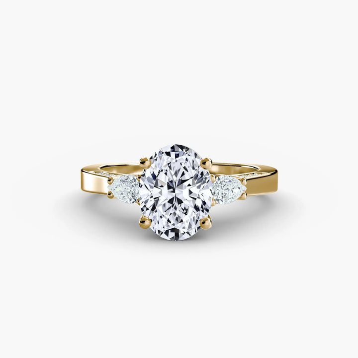 Three Stone with Pavé Shoulders Roselle Jewelry