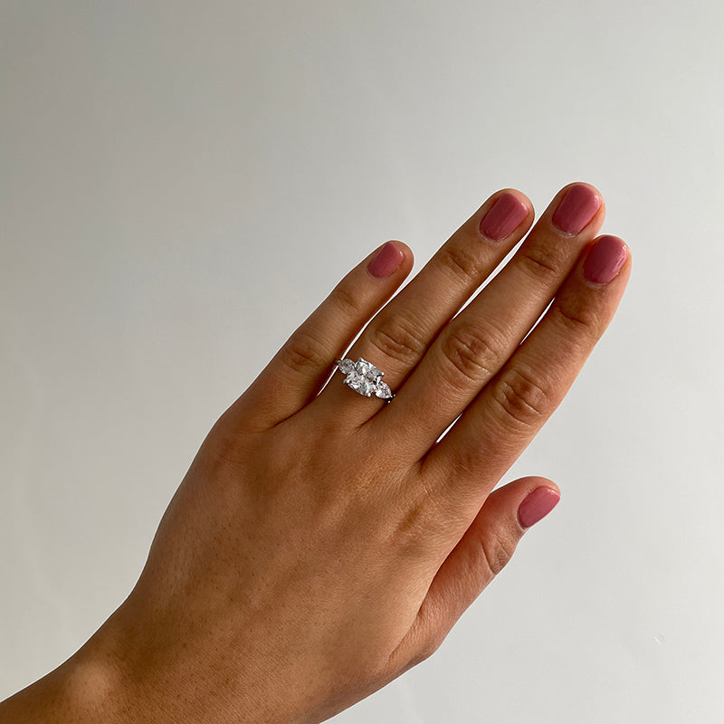 Pear Side Stones Diamond Engagement Ring [Setting Only] - EC128