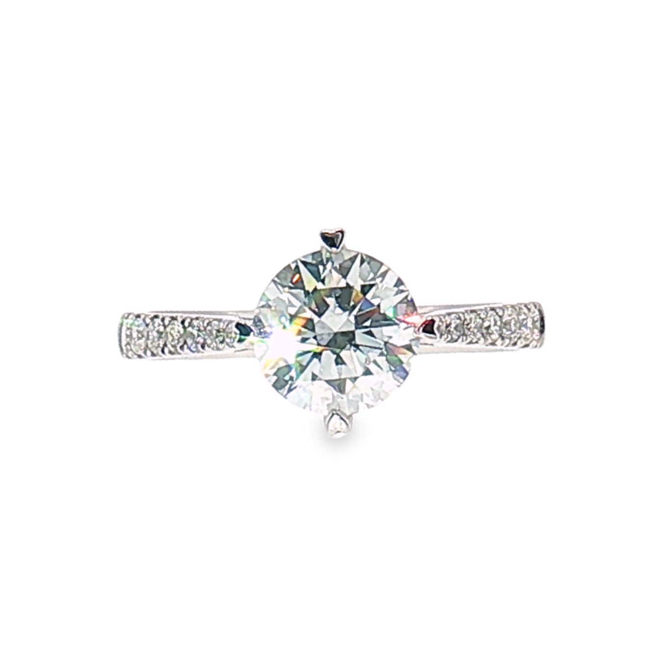 LGR089 - [Setting Only] Four Prong Side Stone Diamond Engagement Ring