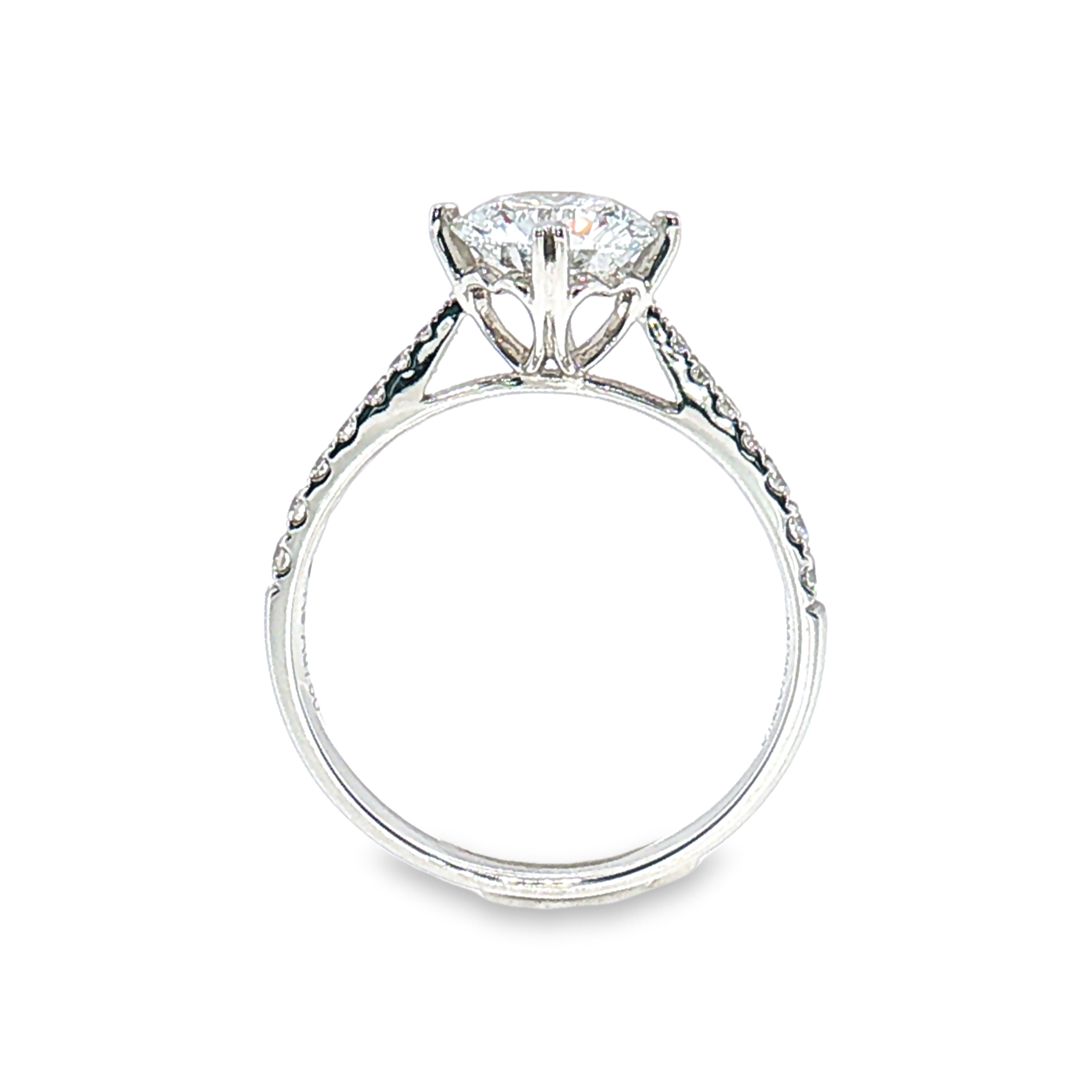 LGR089 - [Setting Only] Four Prong Side Stone Diamond Engagement Ring