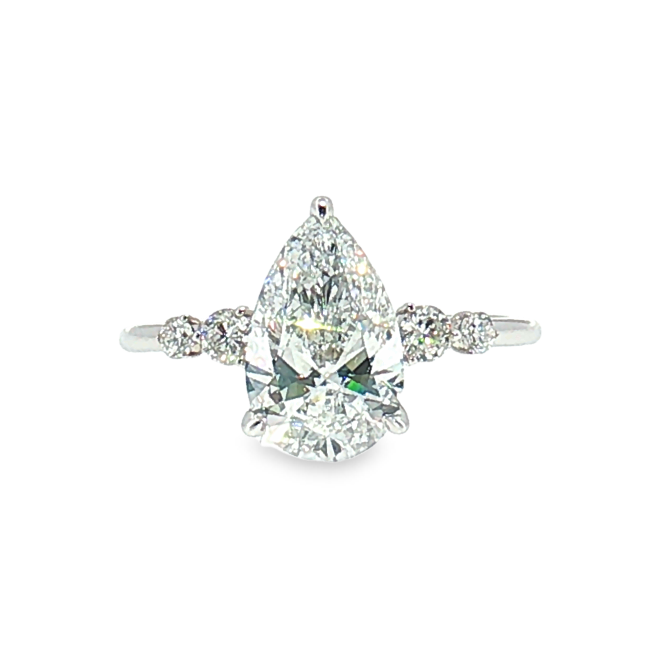 LGT0239 - [Setting Only] Pear Cut Vintage Inspired Side Stone Engagement Ring