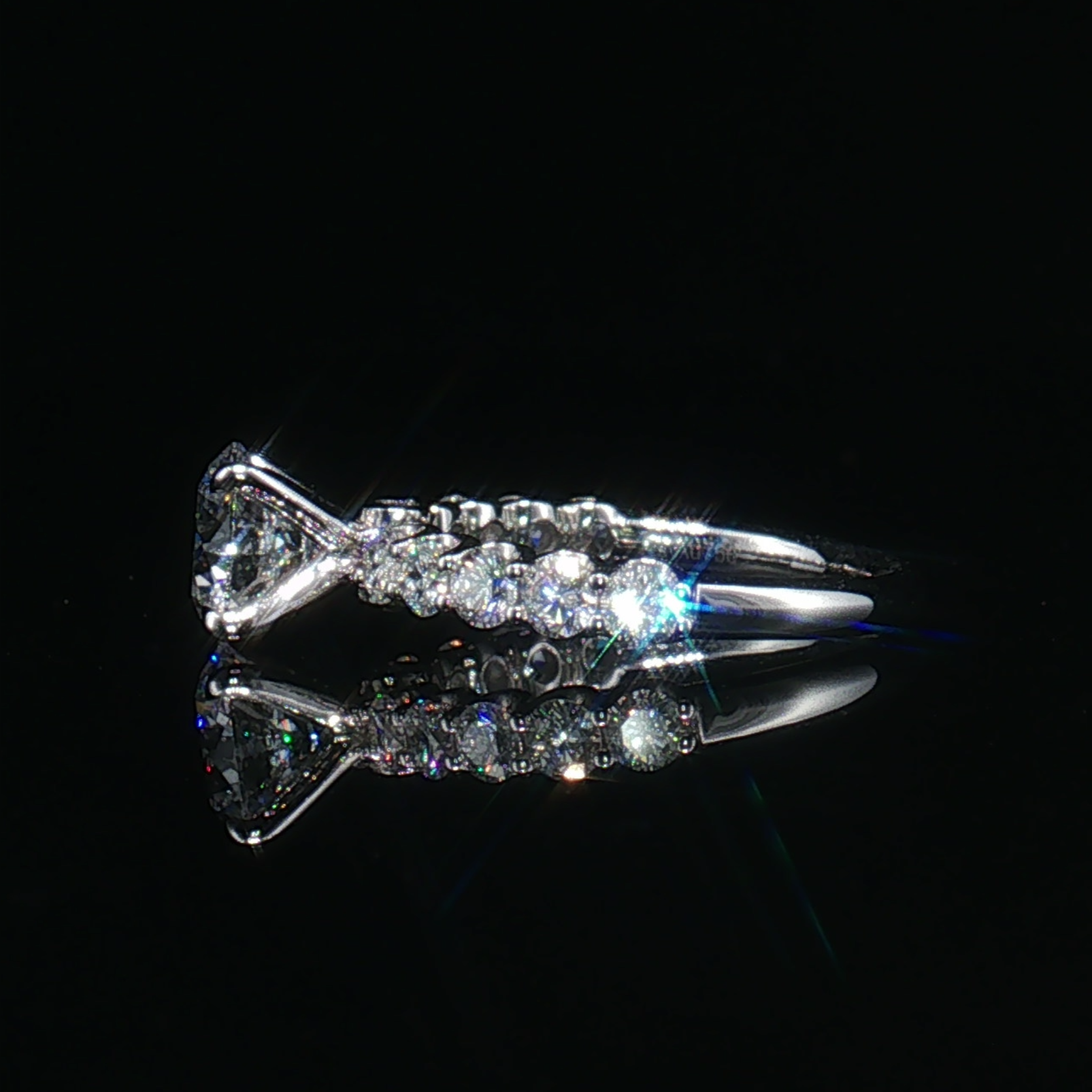 LGT090 - [Setting Only] Four-Prong Diamond Sidestone Engagement Ring