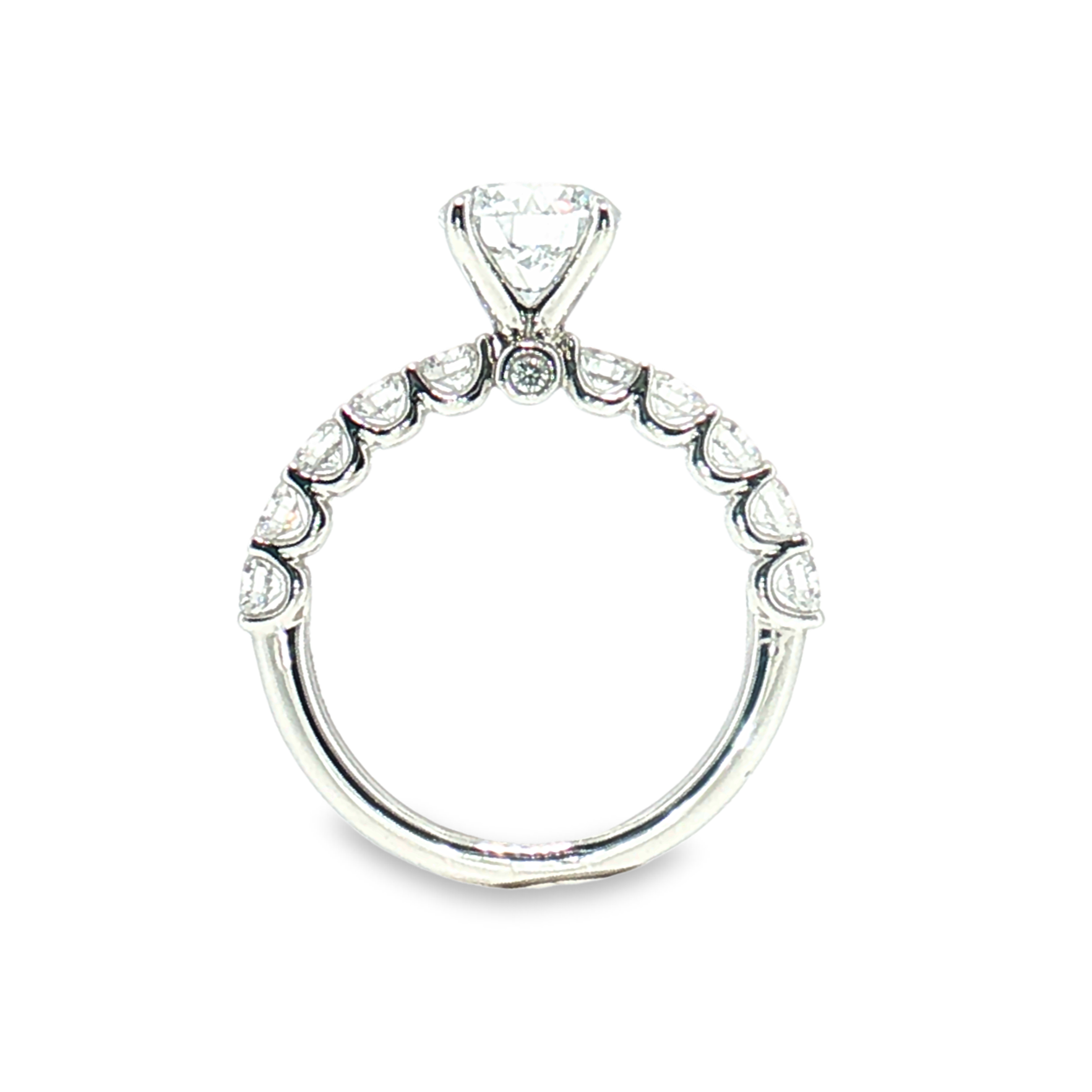 LGT090 - [Setting Only] Four-Prong Diamond Sidestone Engagement Ring