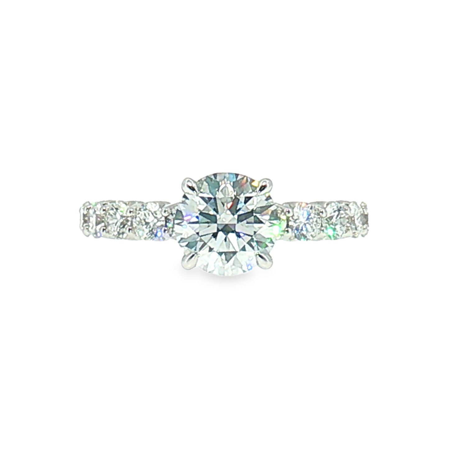 LGT090 - [Setting Only] Four-Prong Diamond Sidestone Engagement Ring