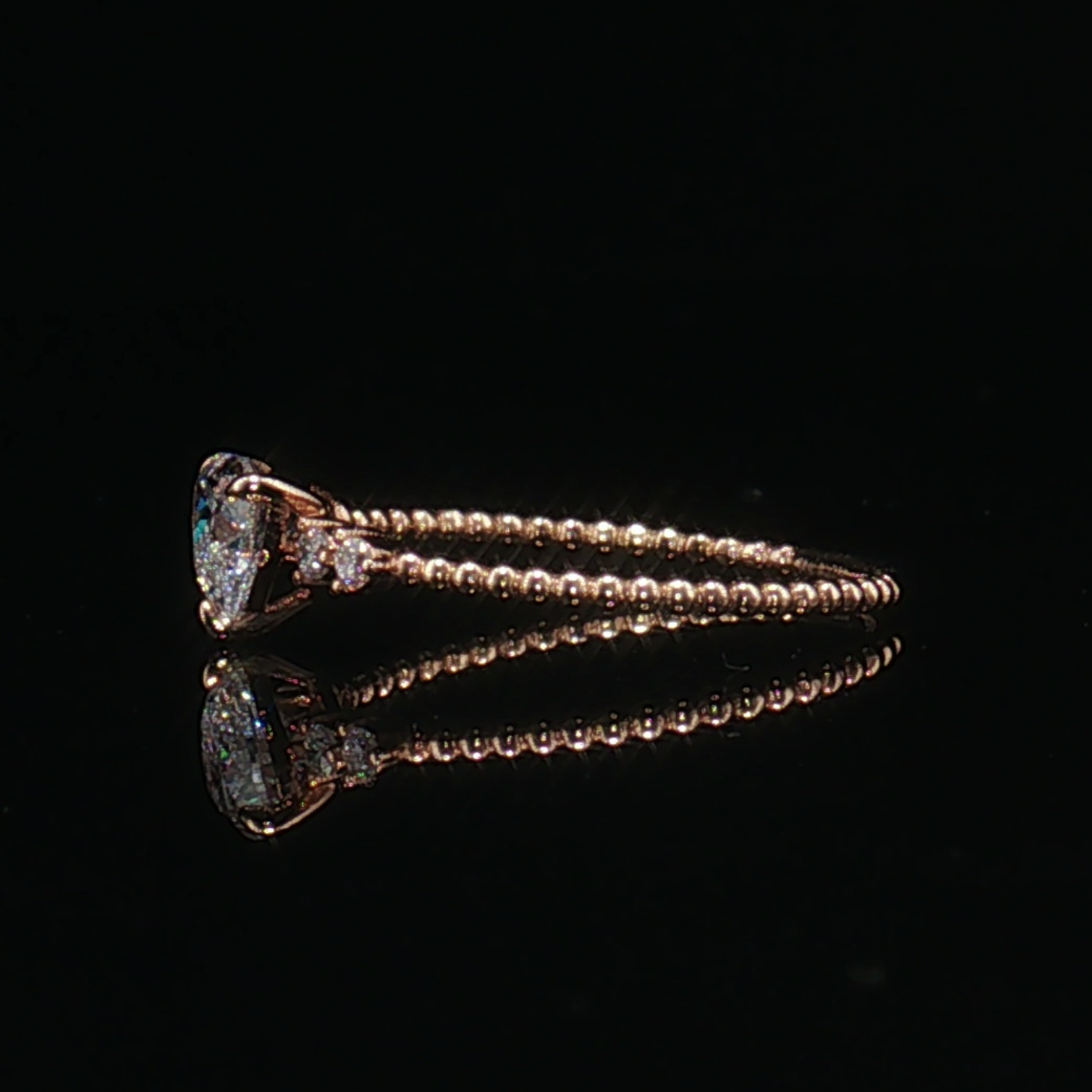 LGT1231 - [Setting Only] Dainty Heart Beaded Diamond Engagement Ring