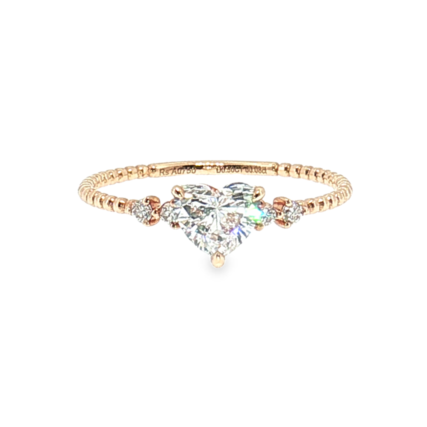 LGT1231 - [Setting Only] Dainty Heart Beaded Diamond Engagement Ring