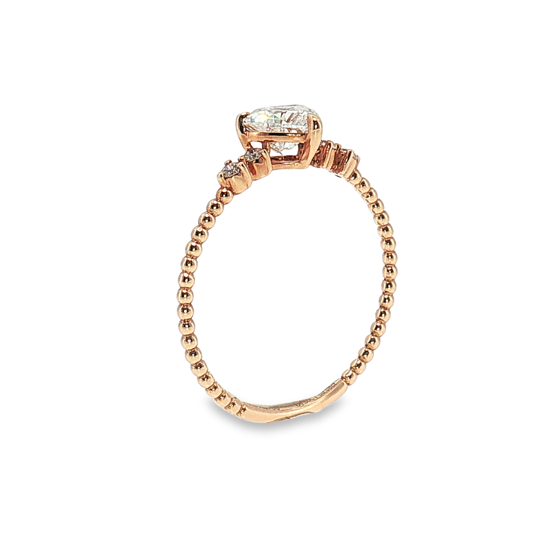 LGT1231 - [Setting Only] Dainty Heart Beaded Diamond Engagement Ring