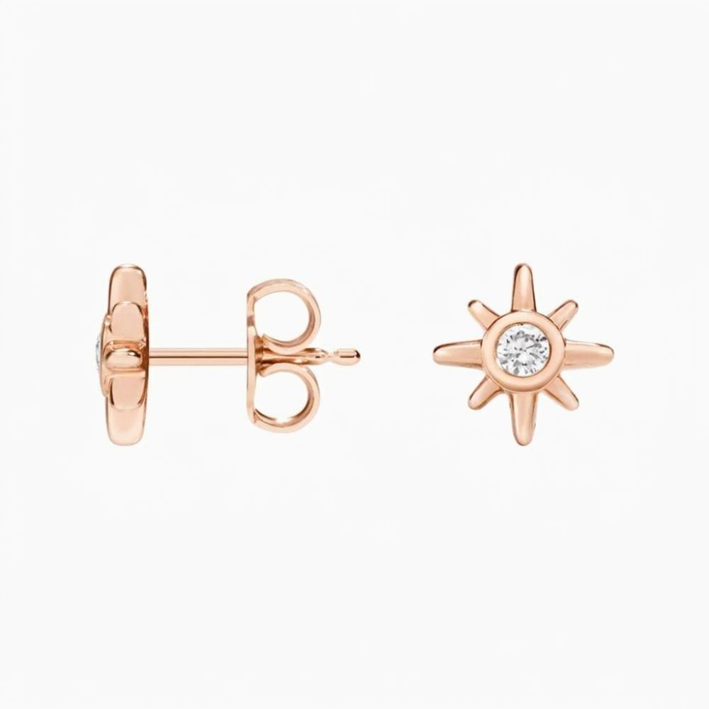 LE615 - Sol Starburst Round Diamond Stud Earrings (1/10 ct. tw.)