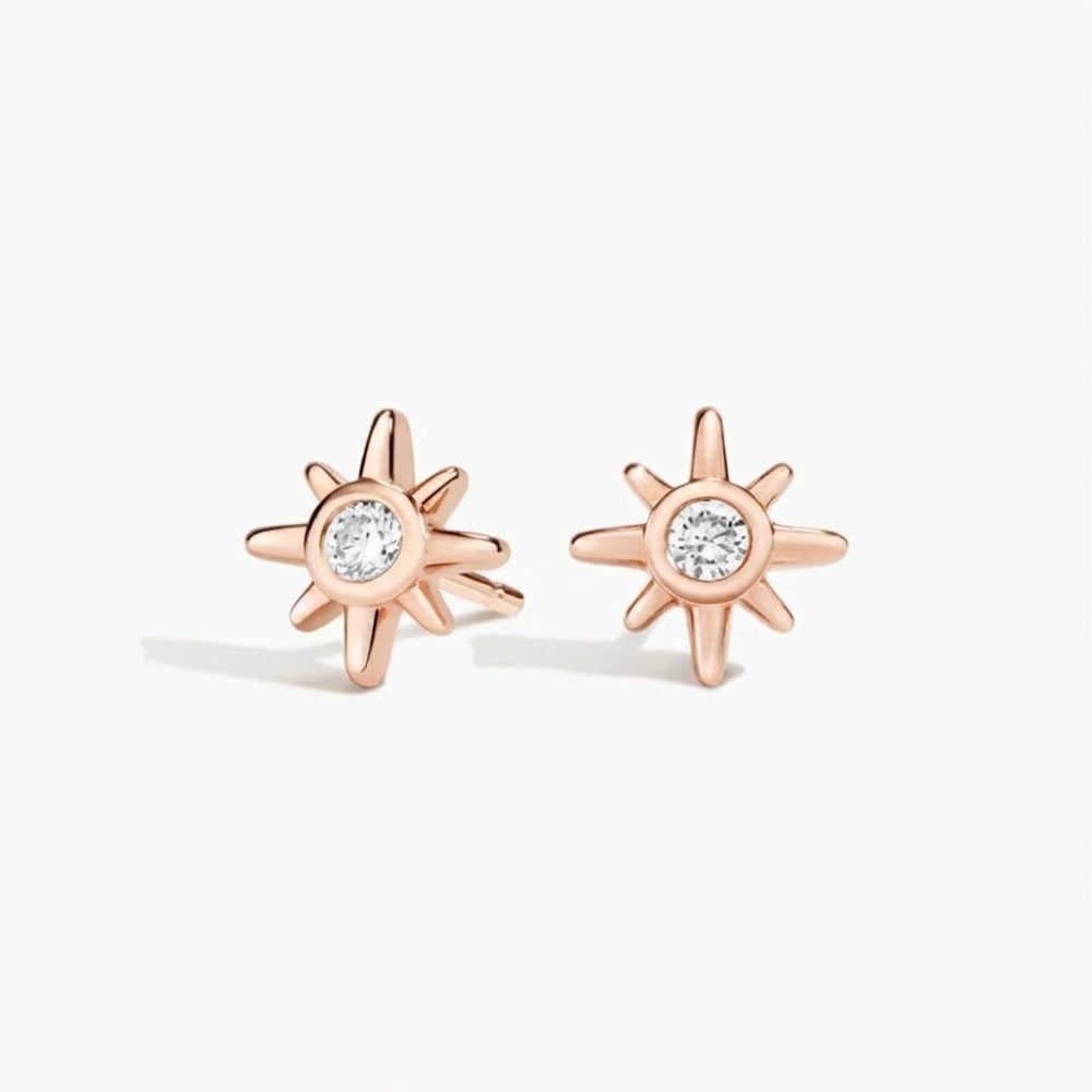 LE615 - Sol Starburst Round Diamond Stud Earrings (1/10 ct. tw.)