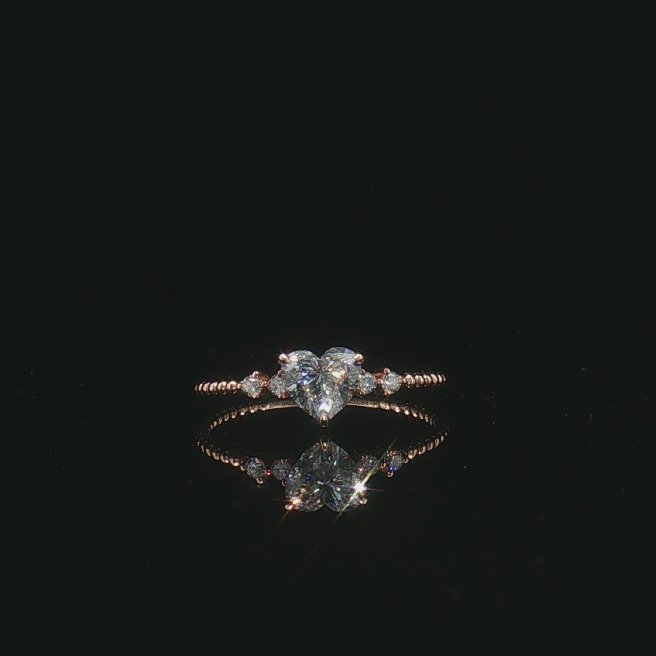 LGT1231 - [Setting Only] Dainty Heart Beaded Diamond Engagement Ring