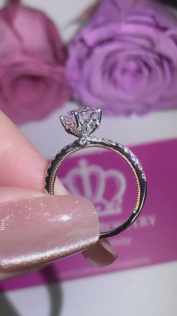 Two Tone Side Stone Diamond Engagement Ring [Setting Only] - LGR170
