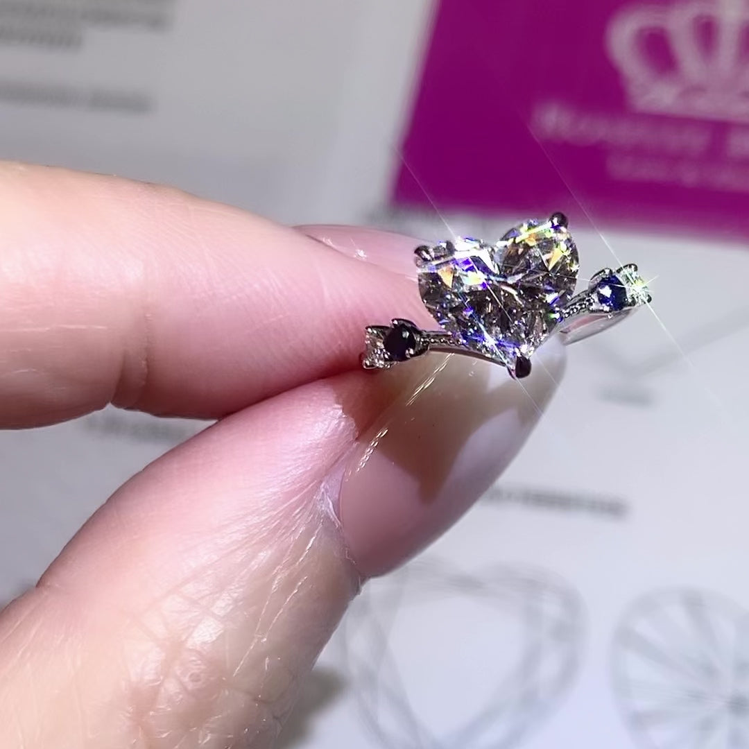 EC301 - [Setting Only] Custom Order Diamond With Sapphire Side Stone Engagement Ring