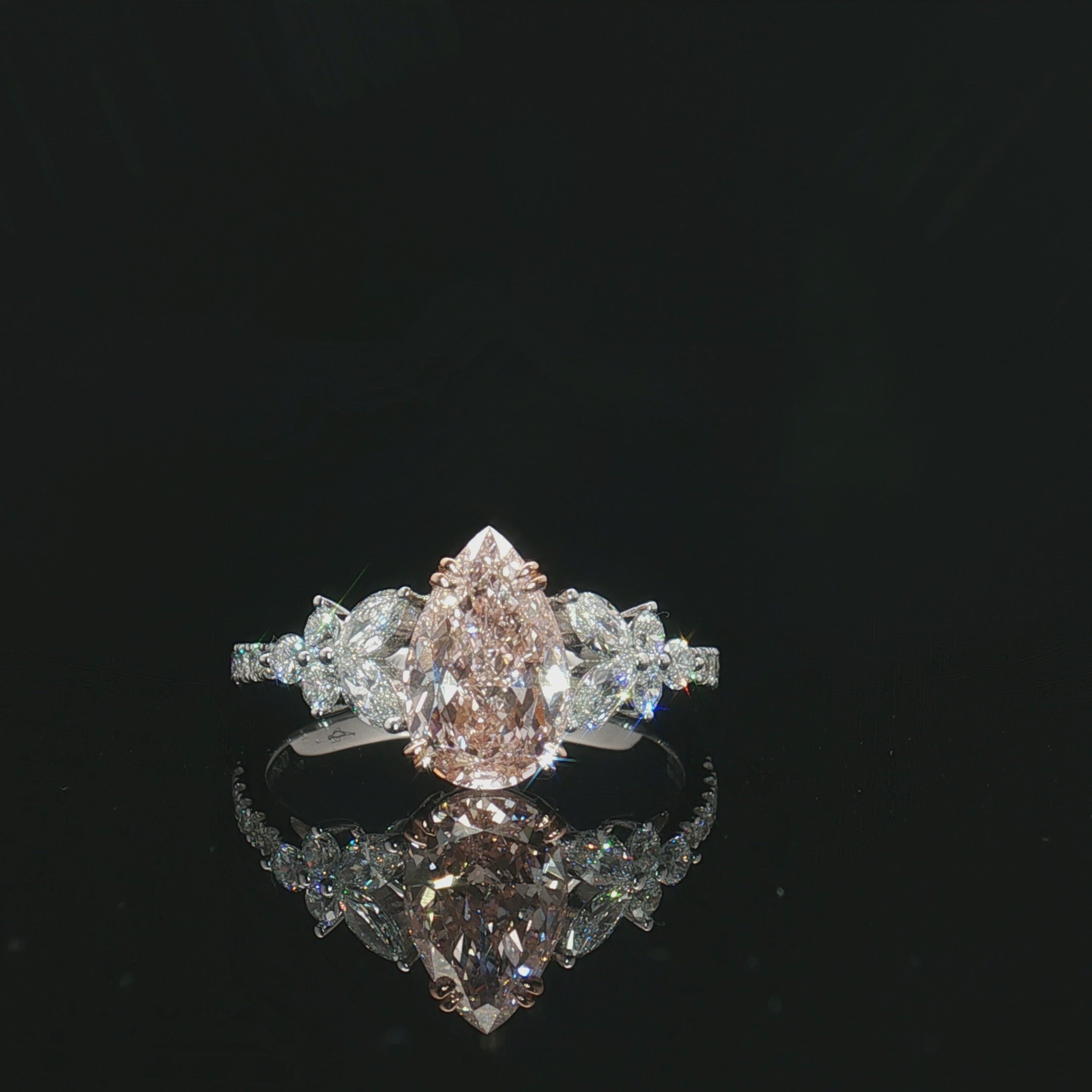 LGT0221 - [Setting Only] Pear Shape Floral Cluster Diamond Engagement Ring