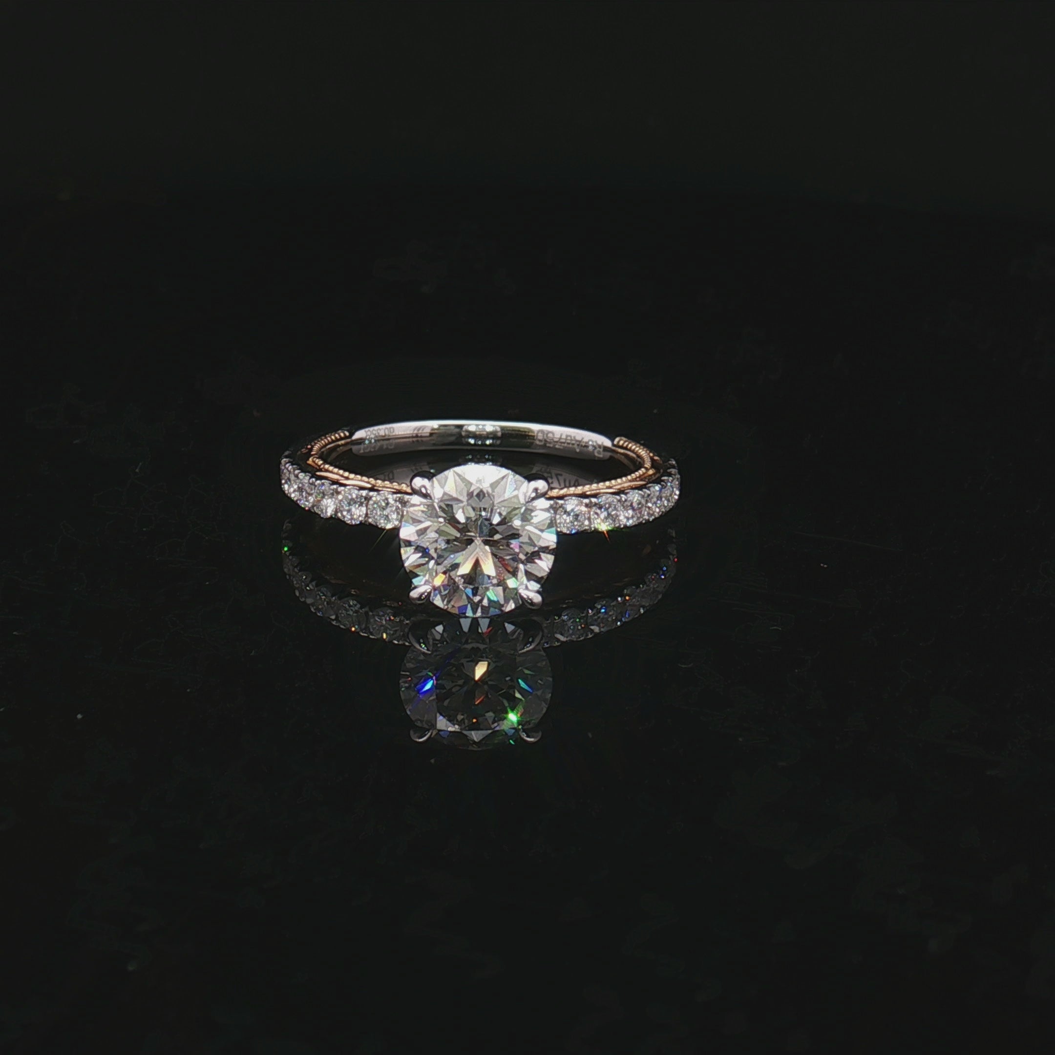 LGV1032 -  [Setting Only] Vintage Beaded Edges Side Stone Diamond Engagement Ring