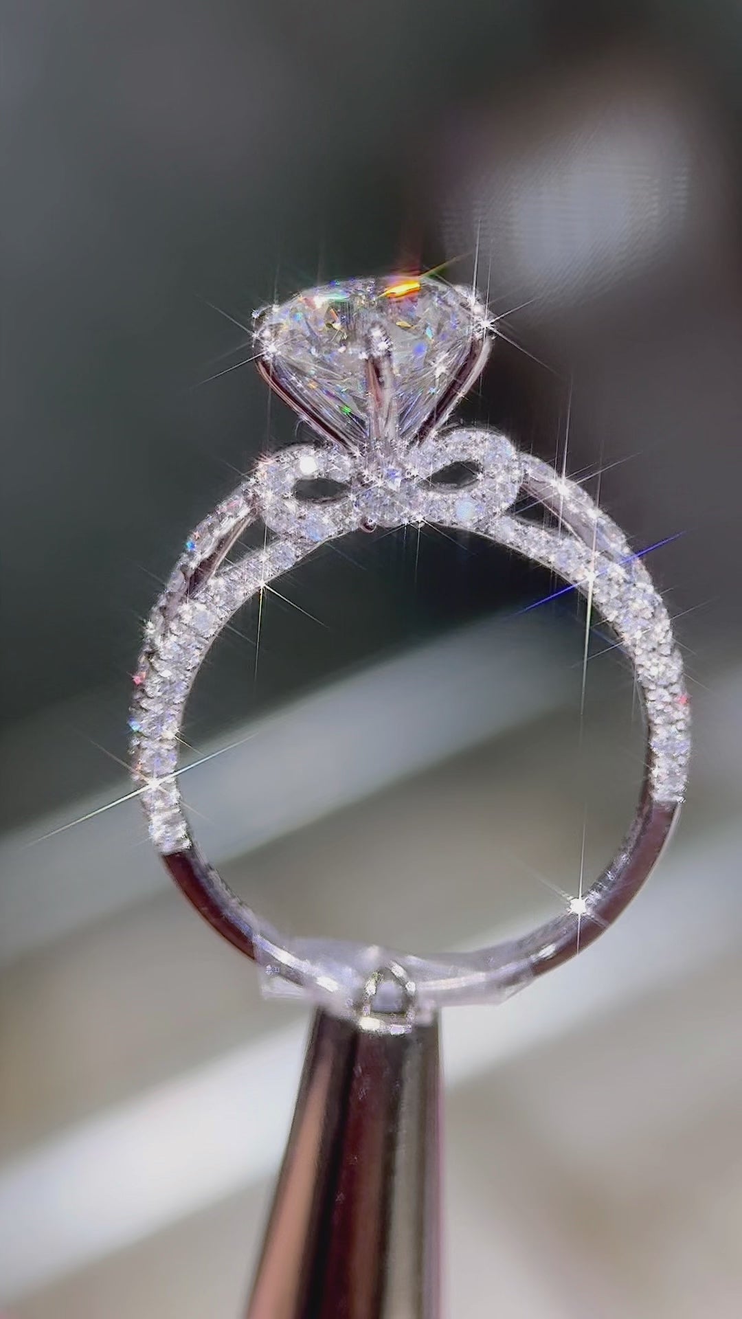 LGT1044 -  [Setting Only] Bow Style Three Sides Side Stone Diamond Engagement Ring