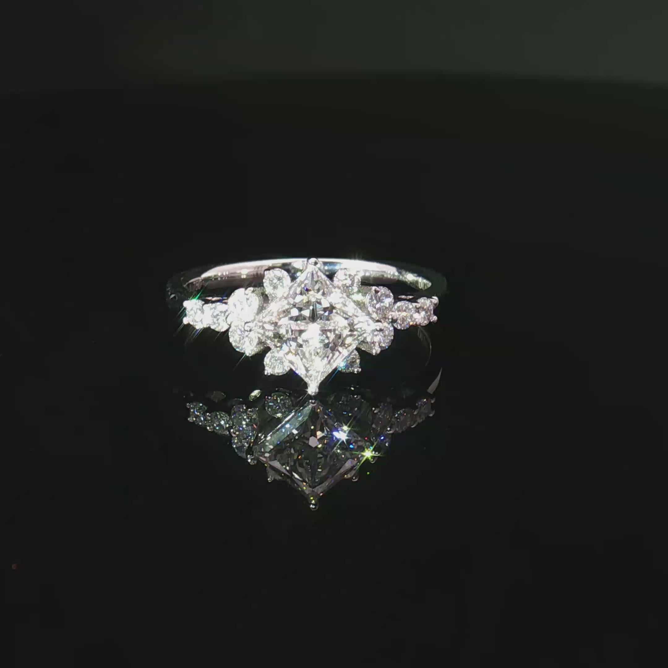 LGT202 - [Setting Only] Floral Side Stone Diamond Engagement Ring