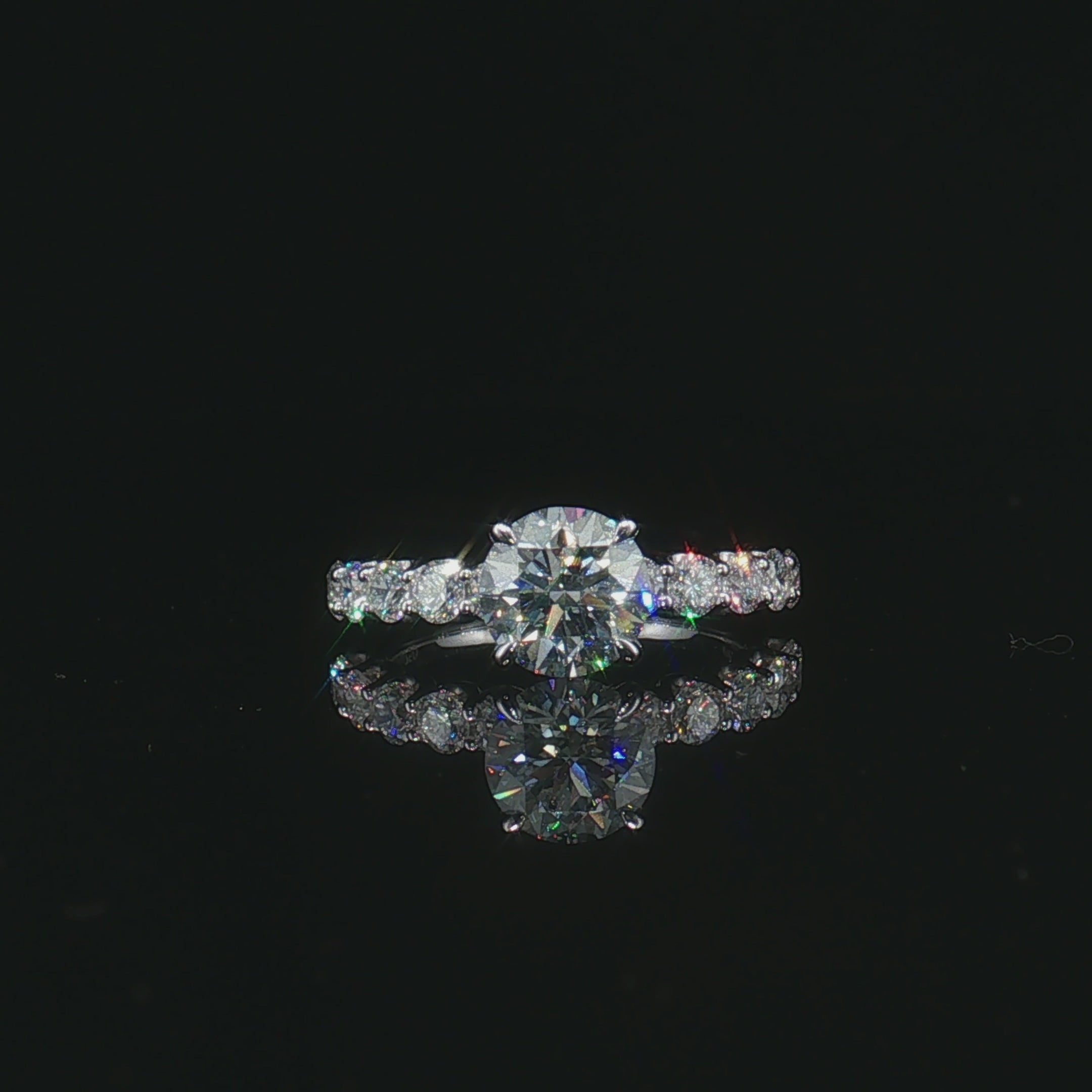 LGT090 - [Setting Only] Four-Prong Diamond Sidestone Engagement Ring