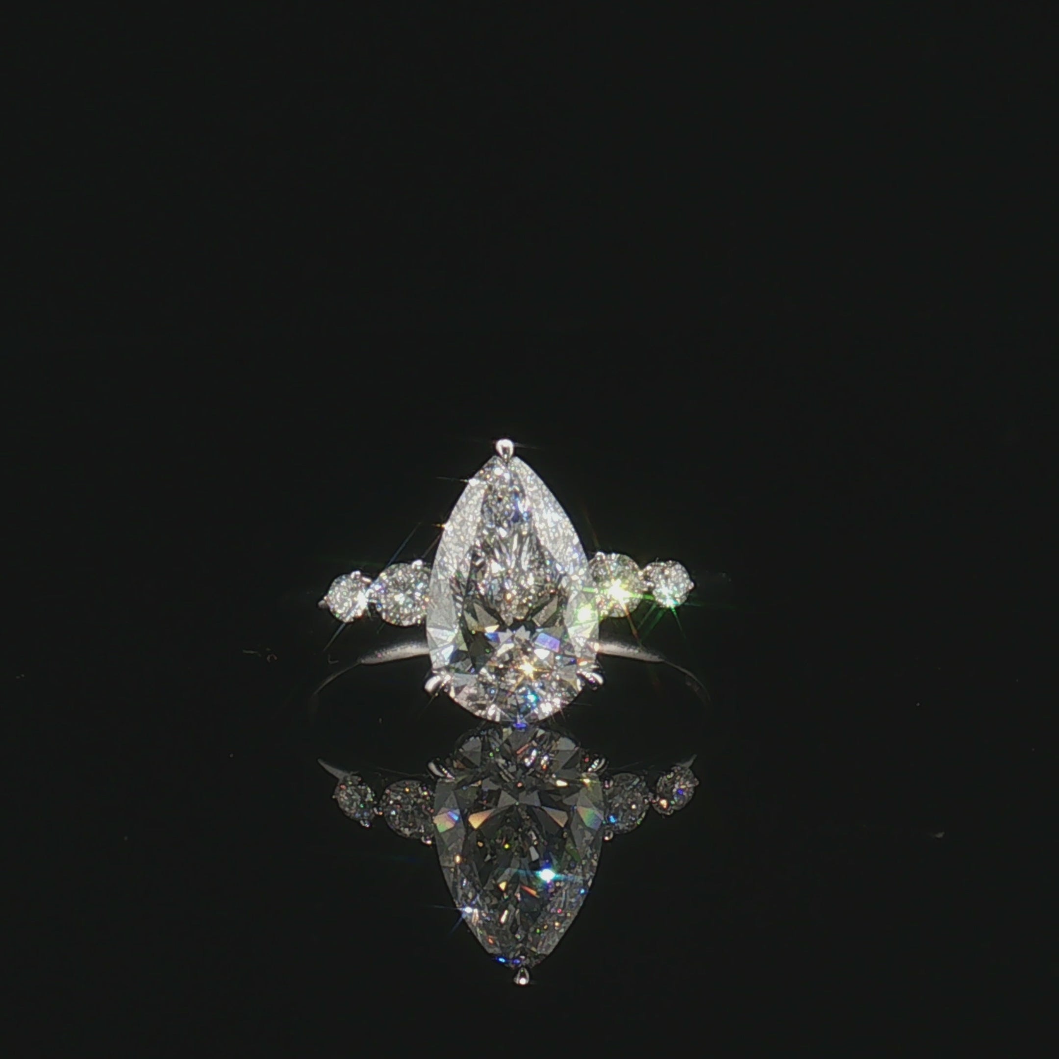 LGT0239 - [Setting Only] Pear Cut Vintage Inspired Side Stone Engagement Ring
