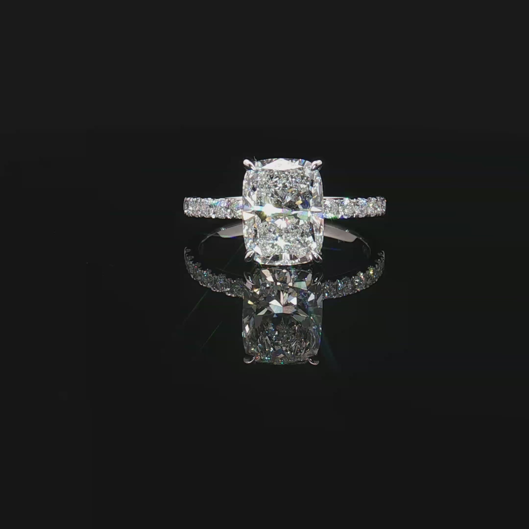LGV253 - Side Stone Hidden Halo Vintage Engagement Ring [Setting Only]