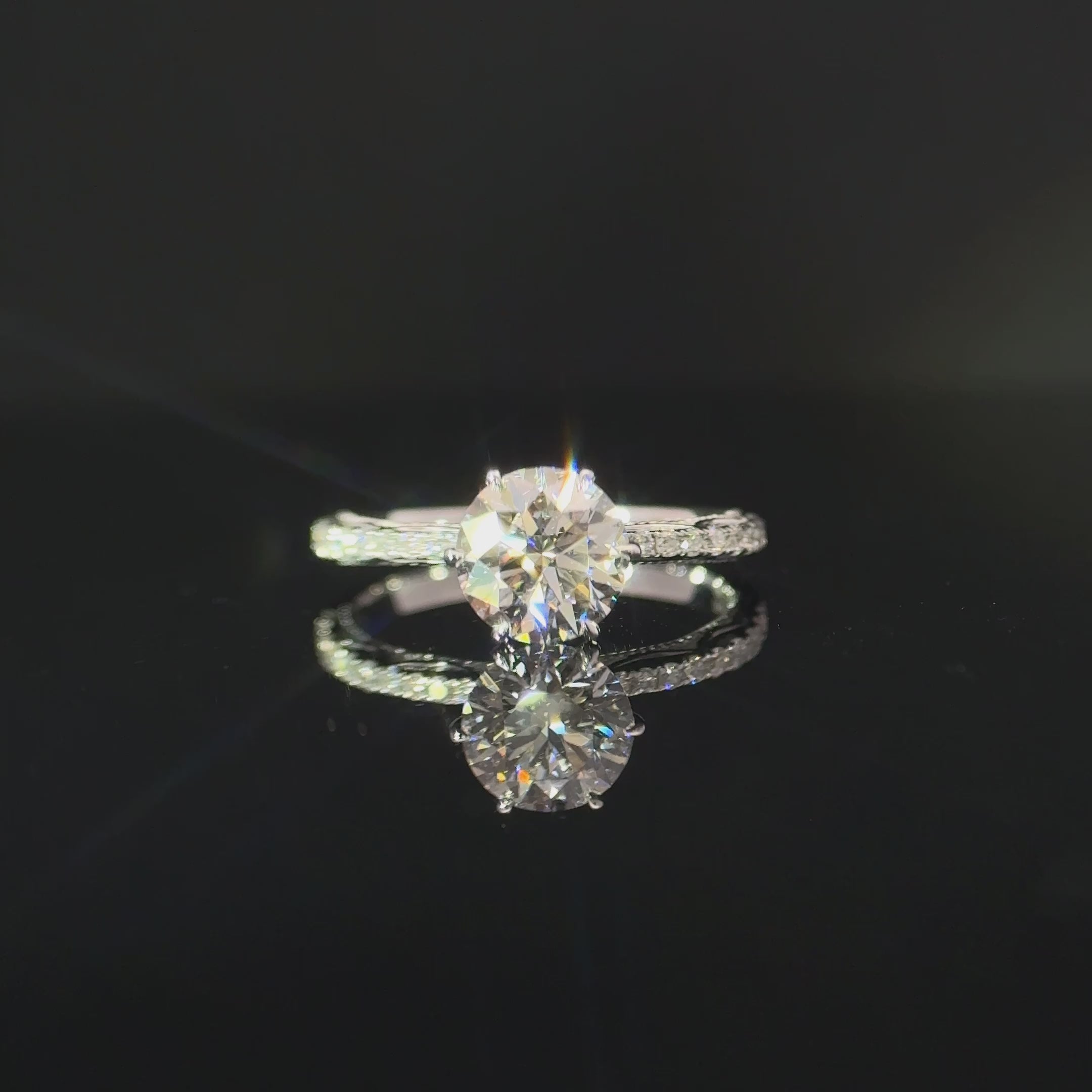 Four Prong Side Stone Vintage Engagement Ring [Setting Only] - LGV210