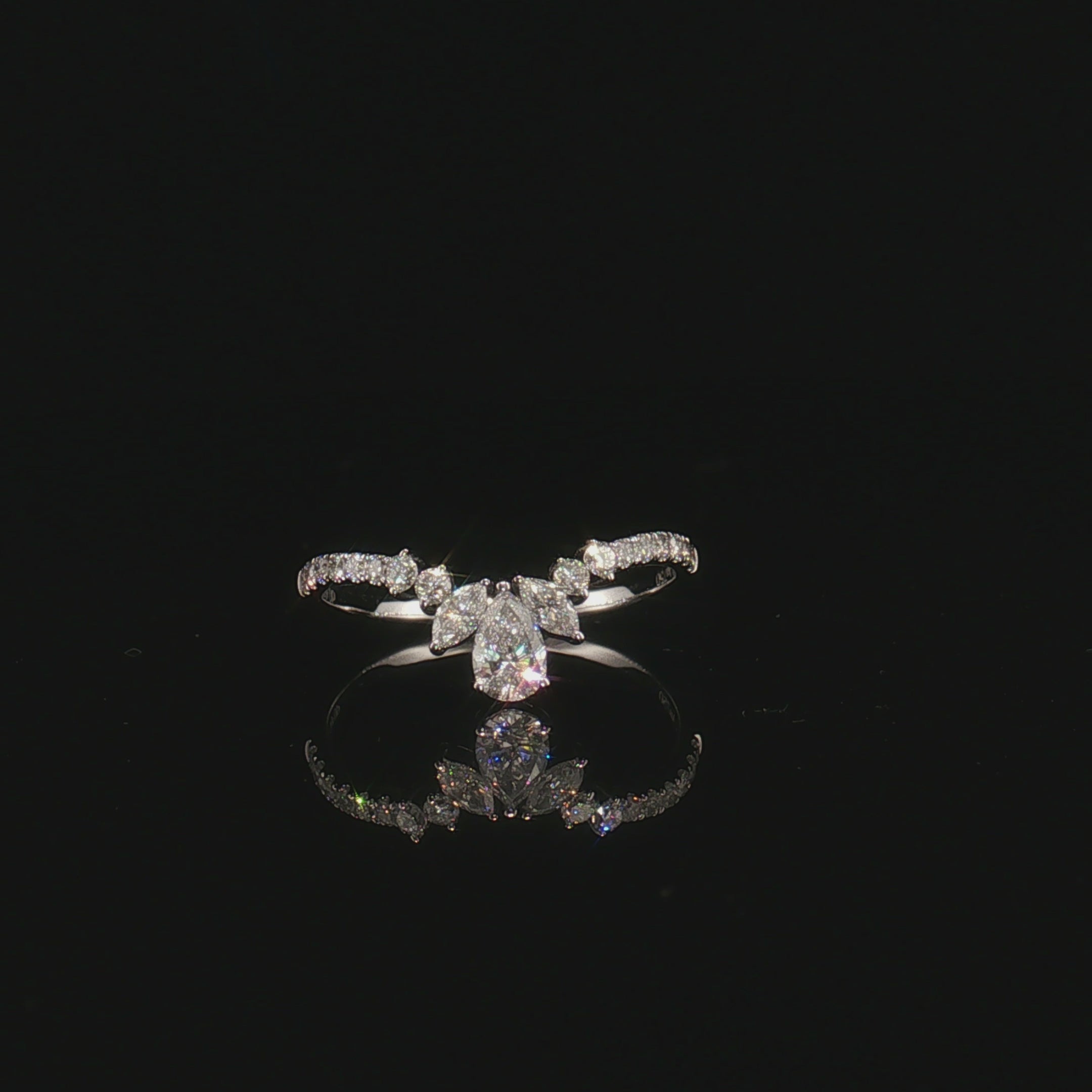LBB006 - V-Shaped Pear and Round Lab Diamond Wedding Ring