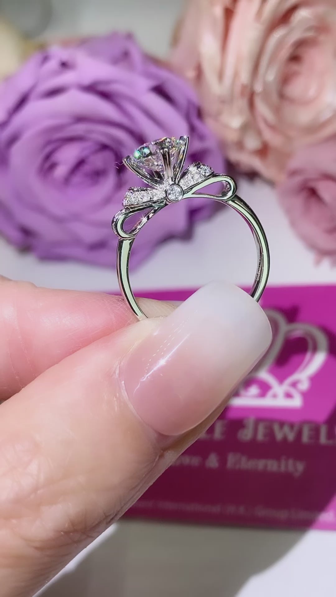 LGR085 - [Setting Only] Side Stone Diamond Bow Engagement Ring