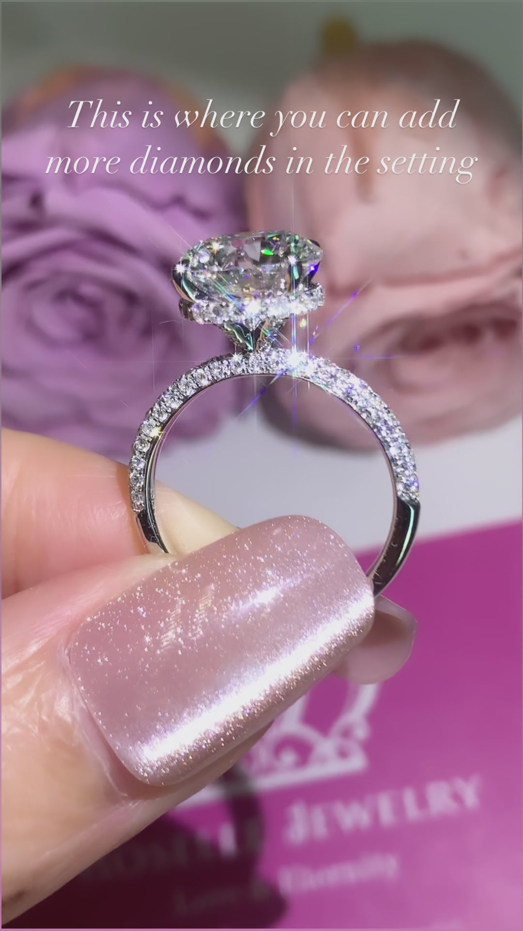 Poetry of Love Enchanting Side Stone Diamond Engagement Ring - LGV006