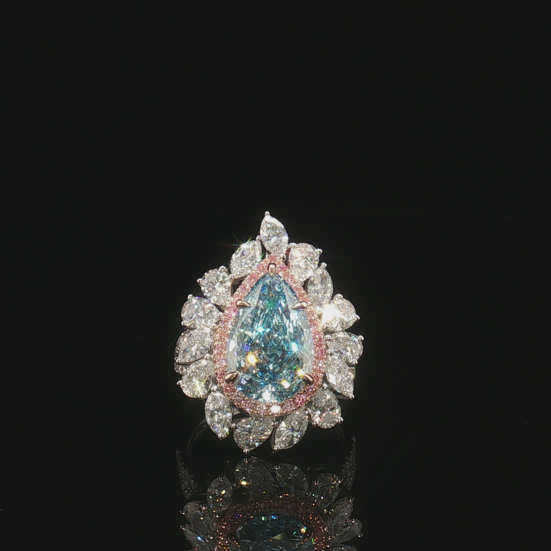 LGV0414 - [Setting Only] Pear Cut Floral Halo Engagement Ring