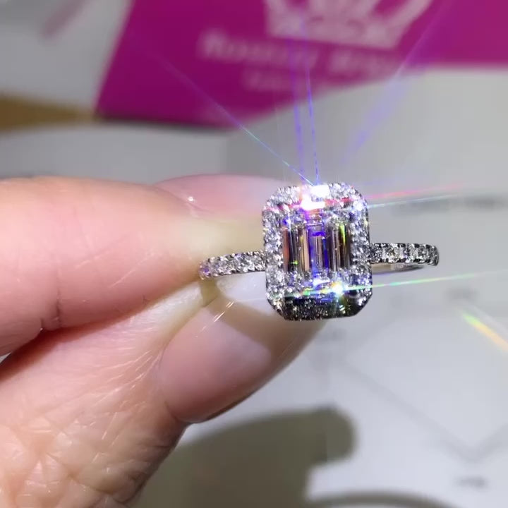 LGR014s - [Setting Only] Emerald Cut Halo Diamond Engagement Ring