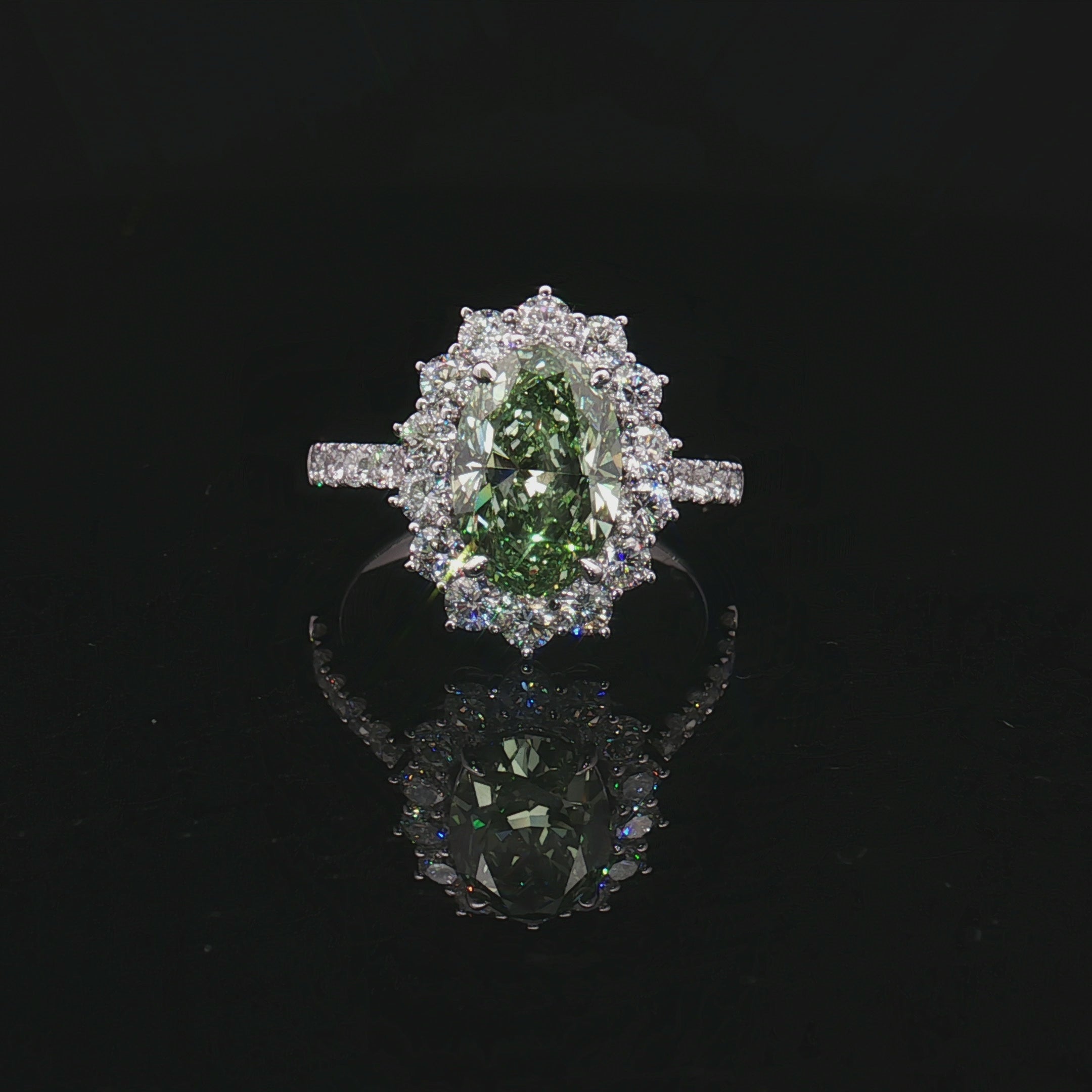 LGV1043 - [Setting Only] Oval Cut Halo Engagement Ring with Pavé Band