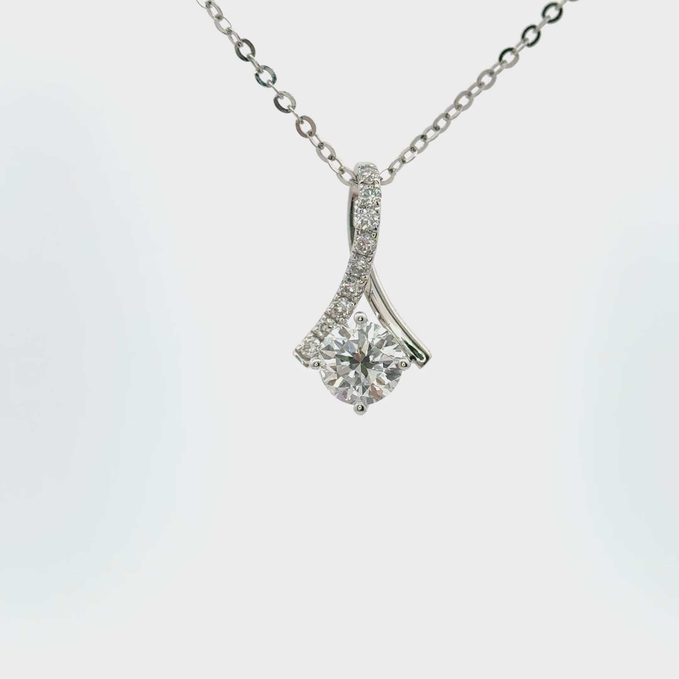 Micro Pavé Inverted V Angel Diamond Pendant - LC801