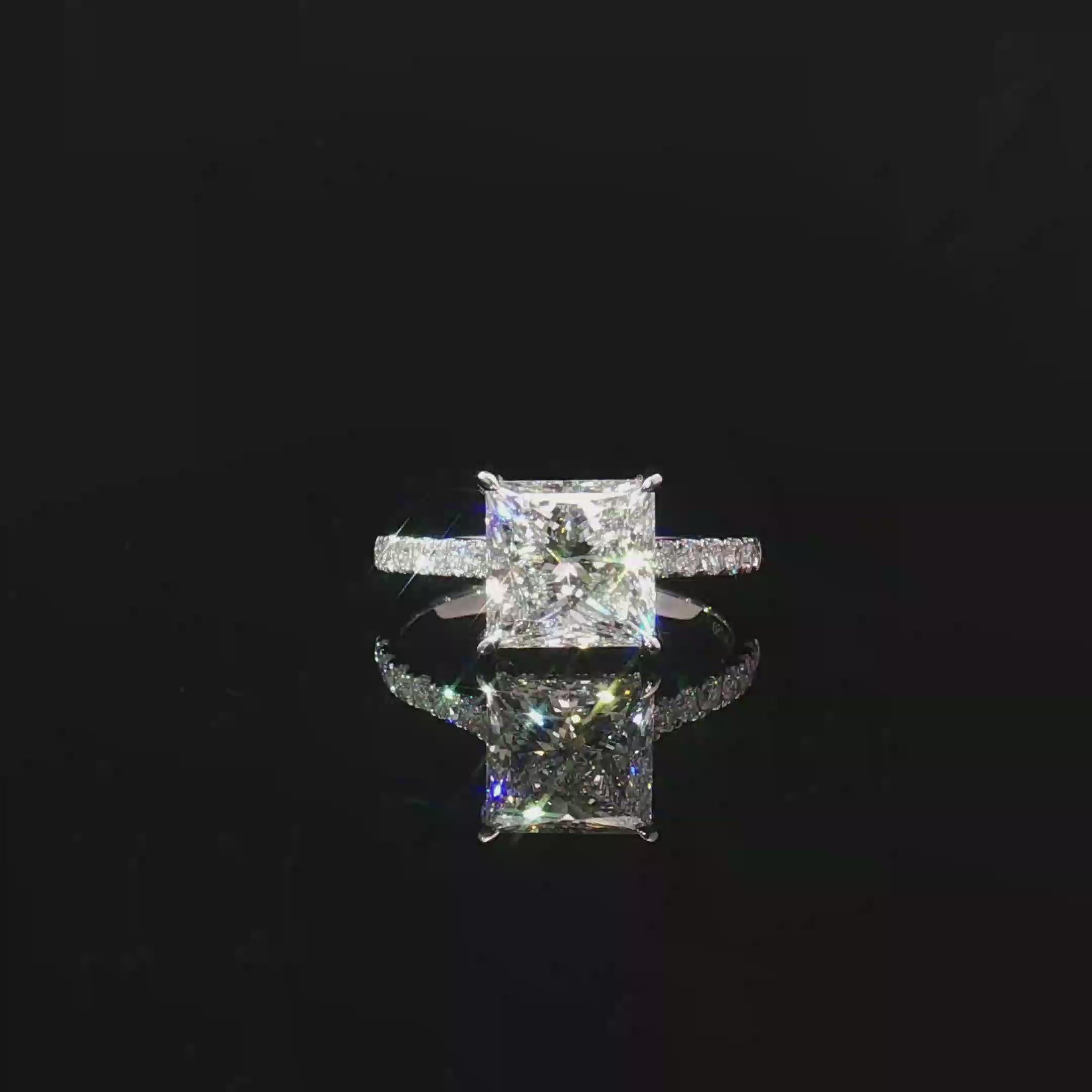 LGV265 - Side Stone Hidden Halo Vintage Engagement Ring [Setting Only]