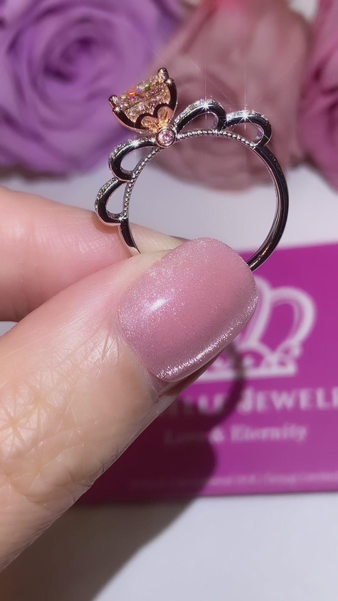 KTB6 - [Setting Only] Side Stone Diamond Bow Engagement Ring
