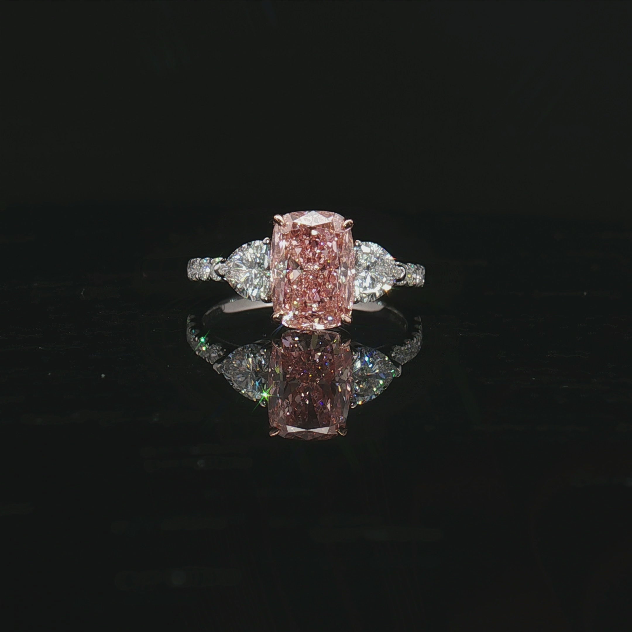 LGV301 - [Setting Only] Three-Stone Cushion with Pavé Band Engagement Setting